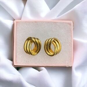 Monet Circular Earrings Gold Tone